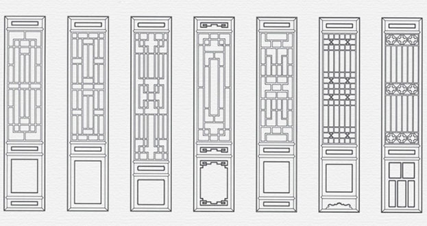 大观常用中式仿古花窗图案隔断设计图